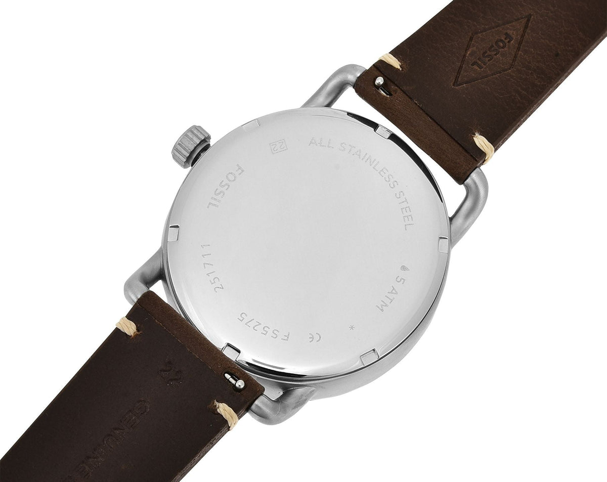  Shop Authentic Fossil The Commuter White Dial Brown Leather Strap Watch for Men - FS5275 - Luxxuri