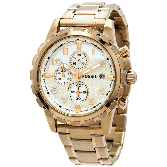  Shop Authentic Fossil Dean Chronograph Champagne Dial Gold Steel Strap Watch for Men - FS4867 - Luxxuri