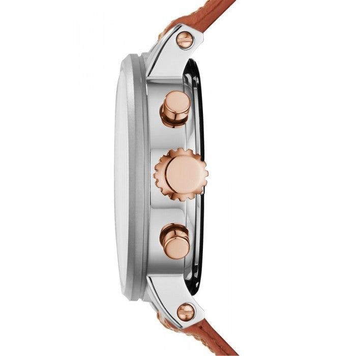  Shop Authentic Fossil Boyfriend Chronograph White Dial Brown Leather Strap Watch for Women - ES3837 - Luxxuri