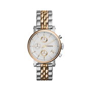  Shop Authentic Fossil Boyfriend Chronograph White Dial Two Tone Steel Strap Watch for Women - ES3840 - Luxxuri
