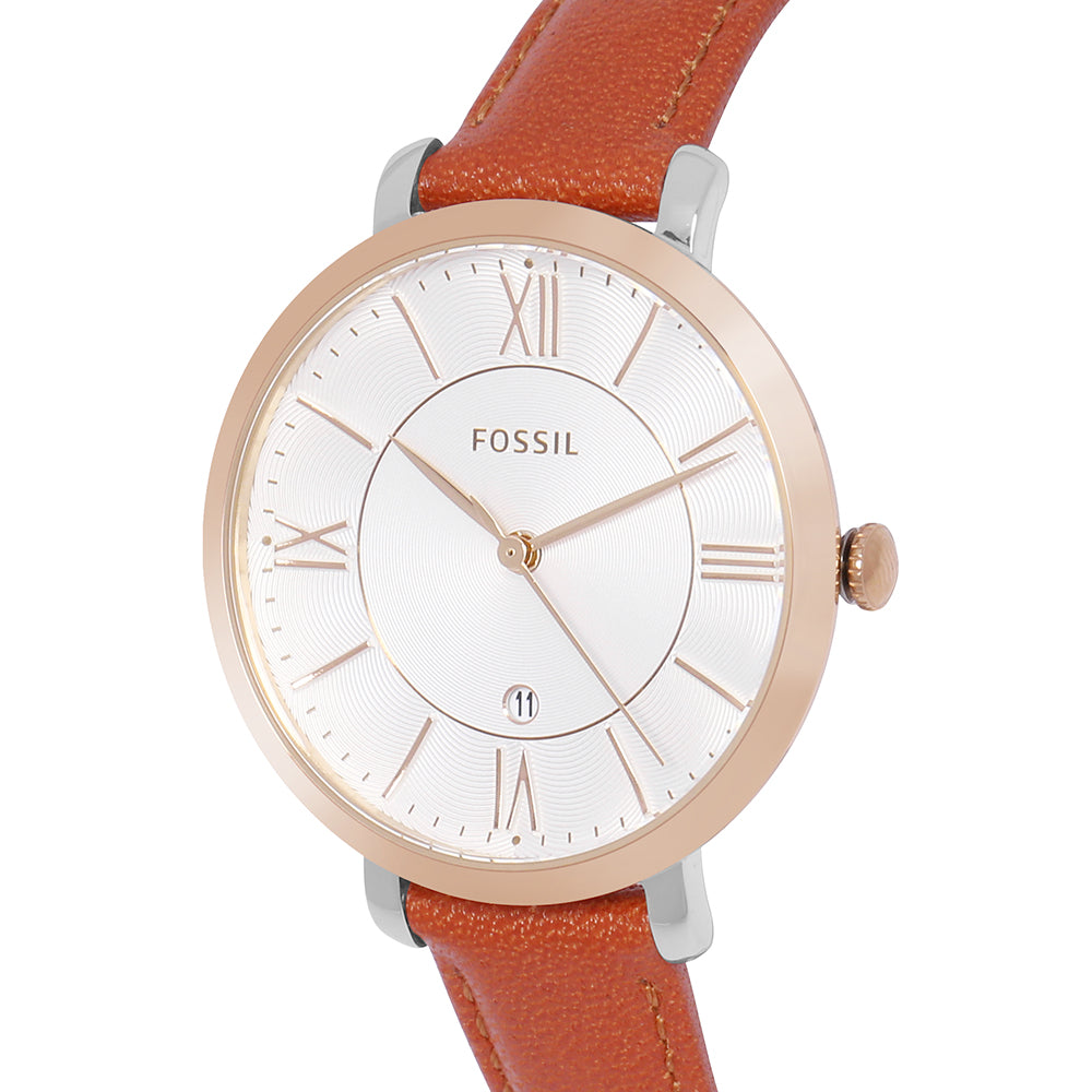  Shop Authentic Fossil Jacqueline White Dial Brown Leather Strap Watch for Women - ES3842 - Luxxuri
