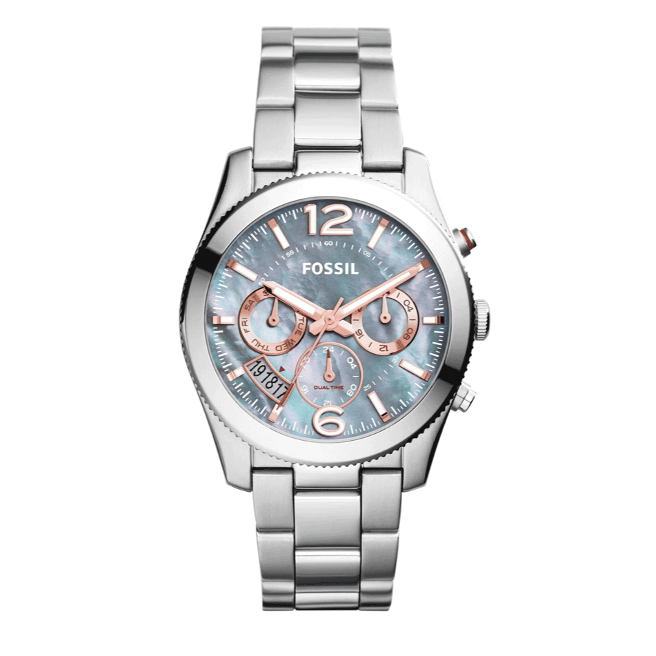  Shop Authentic Fossil Perfect Boyfriend Mother of Pearl Blue Dial Silver Steel Strap Watch for Women - ES3880 - Luxxuri