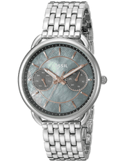  Shop Authentic Fossil Tailor Mother of Pearl Black Dial Silver Steel Strap Watch for Women - ES3911 - Luxxuri