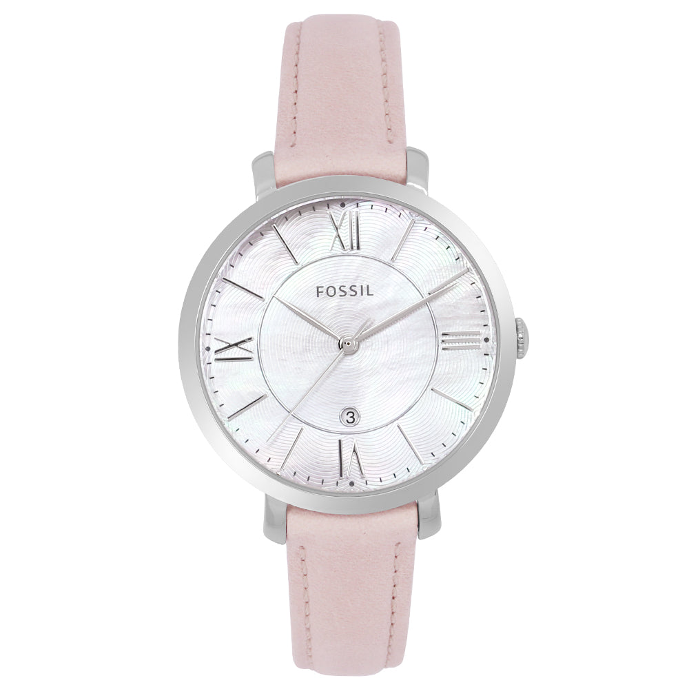  Shop Authentic Fossil Jacqueline Blush Mother of Pearl Dial Pink Leather Strap Watch for Women - ES4151 - Luxxuri