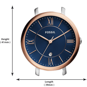 Shop Authentic Fossil Jacqueline Three Hand Date Luggage Blue Dial Brown Leather Strap Watch for Women - ES4274 - Luxxuri