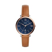  Shop Authentic Fossil Jacqueline Three Hand Date Luggage Blue Dial Brown Leather Strap Watch for Women - ES4274 - Luxxuri