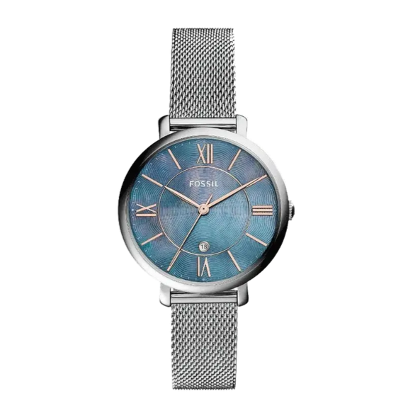  Shop Authentic Fossil Jacqueline Mother of Pearl Blue Dial Silver Mesh Strap Watch for Women - ES4322 - Luxxuri