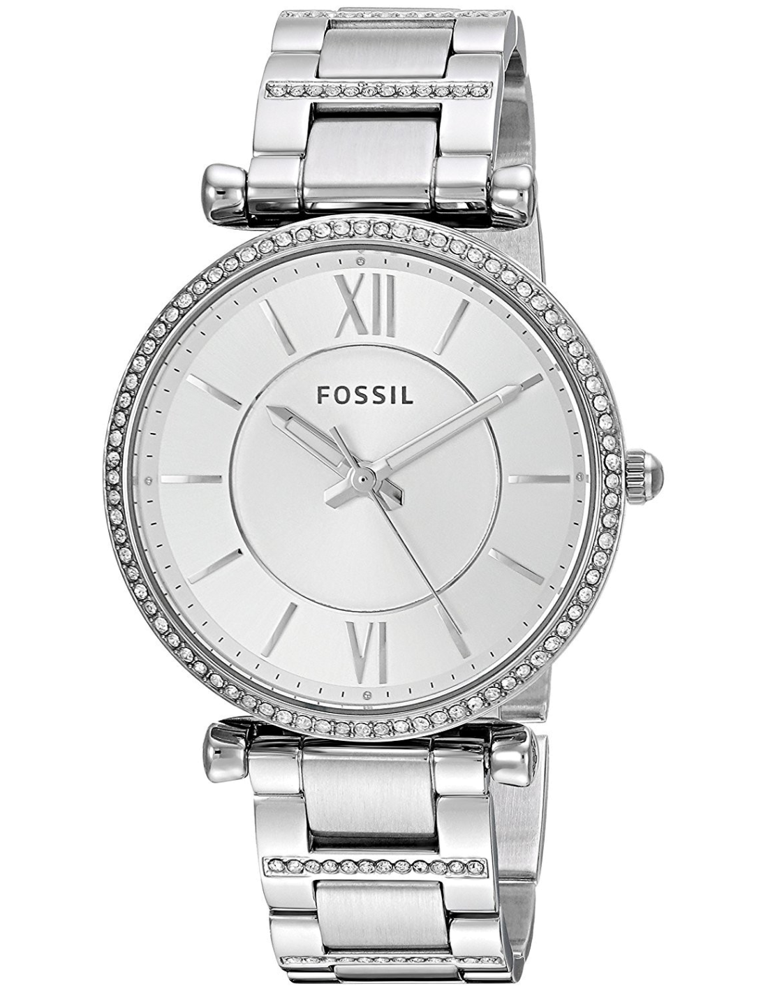 Shop Authentic Fossil Carlie Silver Dial Silver Steel Strap Watch for Women - ES4341 - Luxxuri
