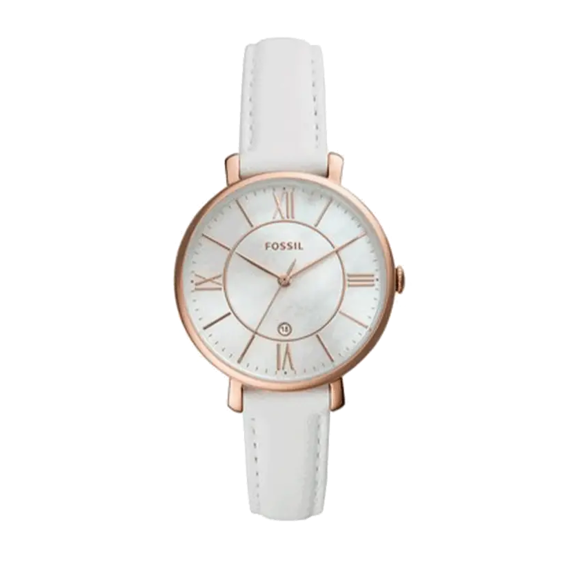  Shop Authentic Fossil Jacqueline Quartz Mother of Pearl White Dial White Leather Strap Watch for Women - ES4579 - Luxxuri