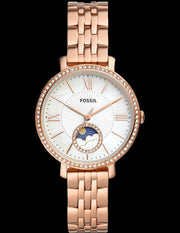  Shop Authentic Fossil Jacqueline Analog Moonphase Mother of Pearl White Dial Rose Gold Steel Strap Watch for Women - ES5165 - Luxxuri