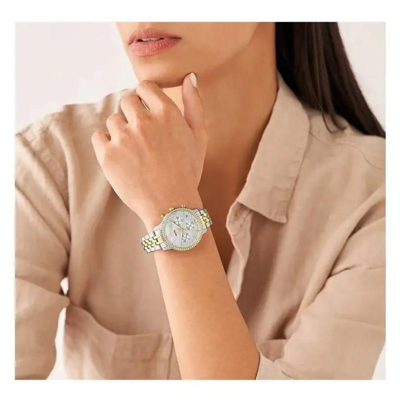 Shop Authentic Fossil Neutra Chronograph Mother of Pearl White Dial Two Tone Steel Strap Watch for Women - ES5216 - Luxxuri