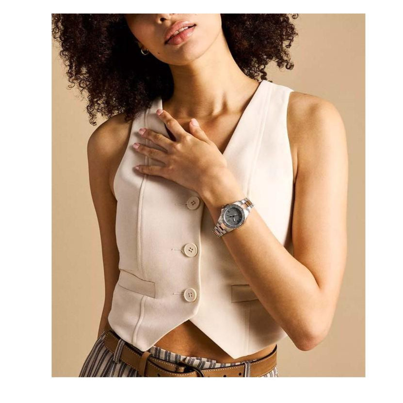  Shop Authentic Fossil Blue Dive Three Hand Gray Dial Two Tone Steel Strap Watch For Women - ES5348 - Luxxuri
