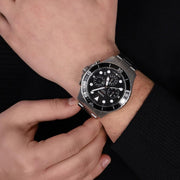  Shop Authentic Fossil FB-03 Chronograph Black Dial Silver Steel Strap Watch for Men - FS5725 - Luxxuri