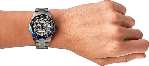  Shop Authentic Fossil FB-01 Automatic Skeleton Black Dial Grey Steel Strap Watch for Men - ME3201 - Luxxuri