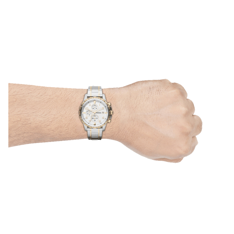  Shop Authentic Fossil Dean Chronograph White Dial Silver Steel Strap Watch for Men - FS4795 - Luxxuri