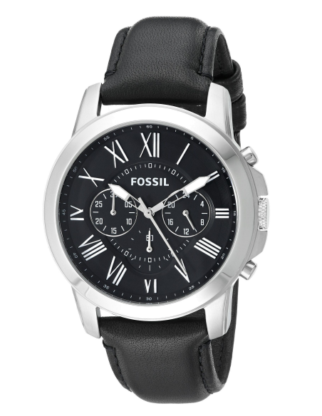  Shop Authentic Fossil Grant Chronograph Black Dial Black Leather Strap Watch for Men - FS4812 - Luxxuri