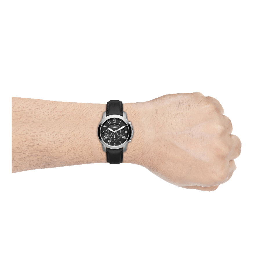 Shop Authentic Fossil Grant Chronograph Black Dial Black Leather Strap Watch for Men - FS4812 - Luxxuri