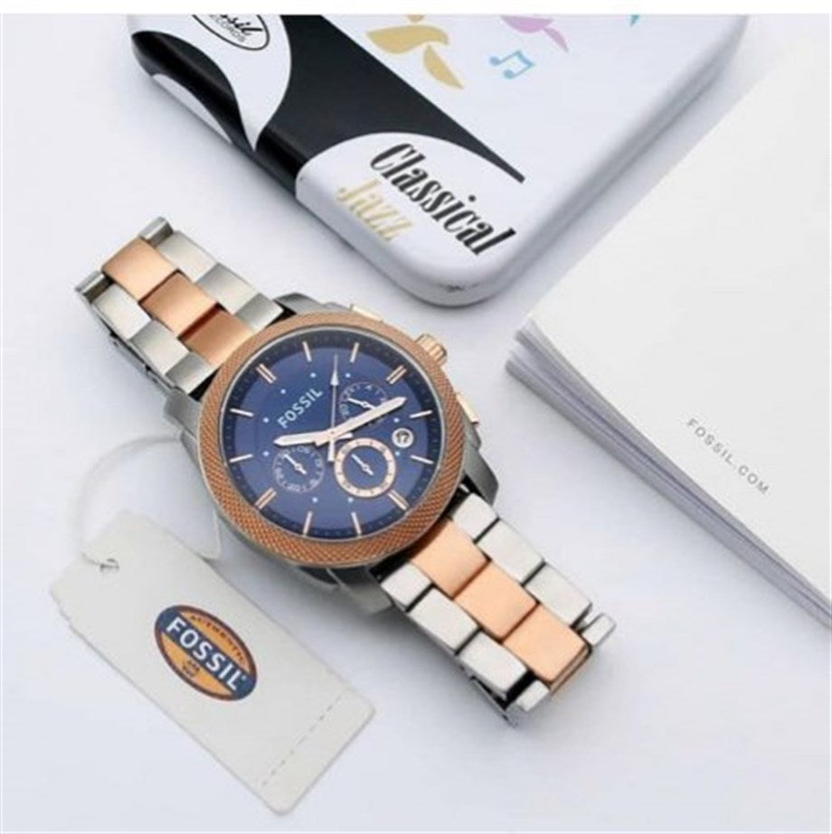  Shop Authentic Fossil Machine Blue Dial Two Tone Steel Strap Watch for Men - FS5037 - Luxxuri
