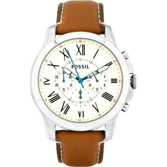  Shop Authentic Fossil Grant Chronograph White Dial Brown Leather Strap Watch for Men - FS5060 - Luxxuri