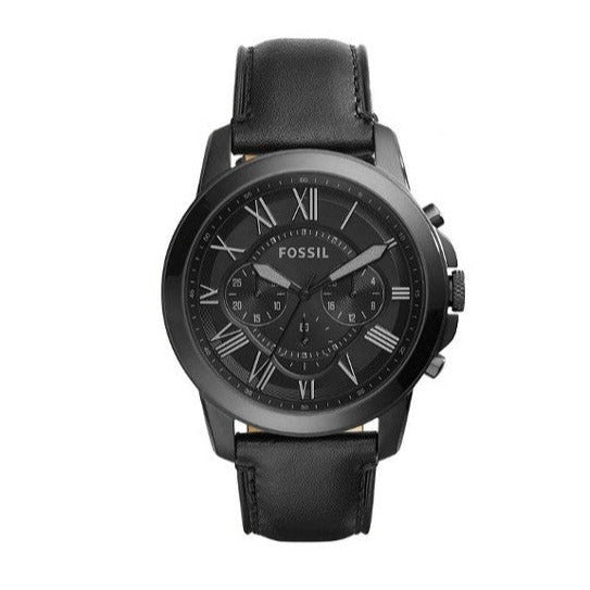  Shop Authentic Fossil Grant Chronograph Black Dial Black Leather Strap Watch for Men - FS5132 - Luxxuri