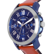  Shop Authentic Fossil Grant Chronograph Blue Dial Brown Leather Strap Watch for Men - FS5151 - Luxxuri