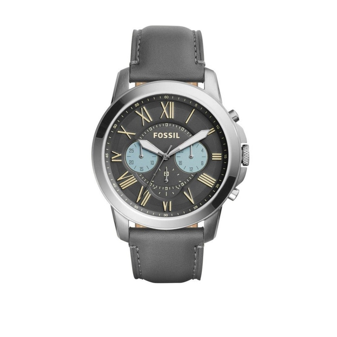  Shop Authentic Fossil Grant Chronograph Gunmetal Grey Dial Grey Leather Strap Watch for Men - FS5183 - Luxxuri