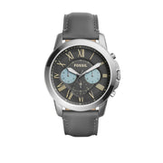  Shop Authentic Fossil Grant Chronograph Gunmetal Grey Dial Grey Leather Strap Watch for Men - FS5183 - Luxxuri