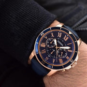  Shop Authentic Fossil Grant Sport Chronograph Blue Dial Blue Leather Strap Watch for Men - FS5237 - Luxxuri