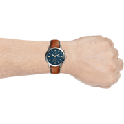  Shop Authentic Fossil Townsman Chronograph Blue Dial Brown Leather Strap Watch for Men - FS5279 - Luxxuri