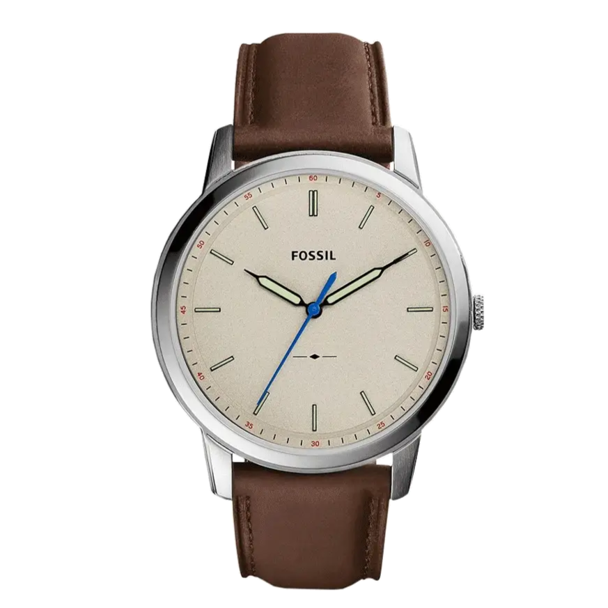  Shop Authentic Fossil Minimalist Off White Dial Brown Leather Strap Watch for Men - FS5306 - Luxxuri