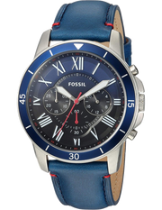 Shop Authentic Fossil Grant Chronograph Blue Dial Blue Leather Strap Watch for Men - FS5373 - Luxxuri