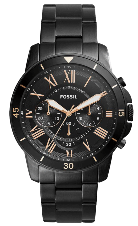  Shop Authentic Fossil Grant Sport Chronograph Black Dial Black Steel Strap Watch for Men - FS5374 - Luxxuri