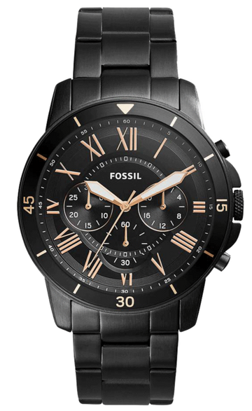  Shop Authentic Fossil Grant Sport Chronograph Black Dial Black Steel Strap Watch for Men - FS5374 - Luxxuri
