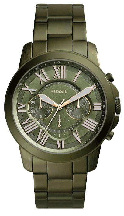  Shop Authentic Fossil Grant Chronograph Olive Green Dial Green Steel Strap Watch for Men - FS5375 - Luxxuri