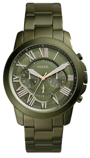  Shop Authentic Fossil Grant Chronograph Olive Green Dial Green Steel Strap Watch for Men - FS5375 - Luxxuri