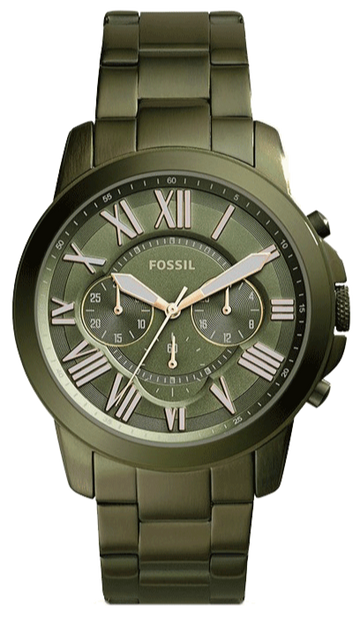 Shop Authentic Fossil Grant Chronograph Olive Green Dial Green Steel Strap Watch for Men - FS5375 - Luxxuri