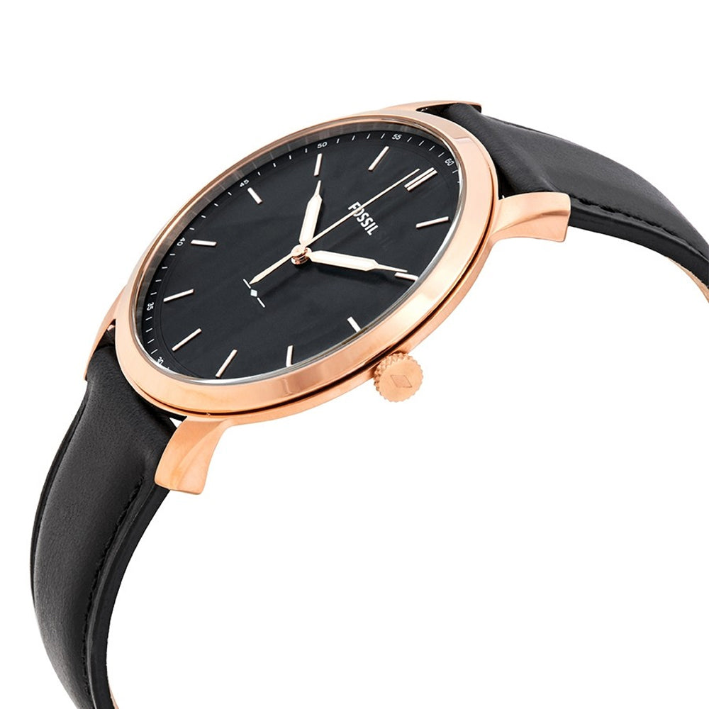  Shop Authentic Fossil The Minimalist Black Dial Black Leather Strap Watch for Men - FS5376 - Luxxuri