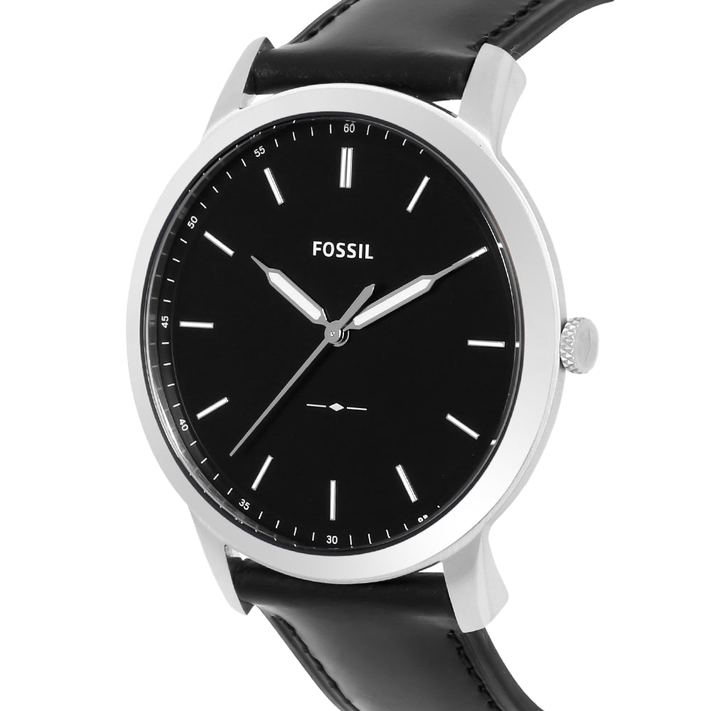  Shop Authentic Fossil The Minimalist Three Hand Black Dial Black Leather Strap Watch for Men - FS5398 - Luxxuri