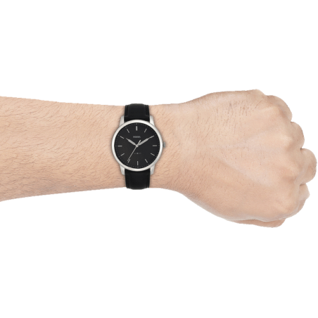  Shop Authentic Fossil The Minimalist Three Hand Black Dial Black Leather Strap Watch for Men - FS5398 - Luxxuri