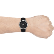  Shop Authentic Fossil The Minimalist Three Hand Black Dial Black Leather Strap Watch for Men - FS5398 - Luxxuri