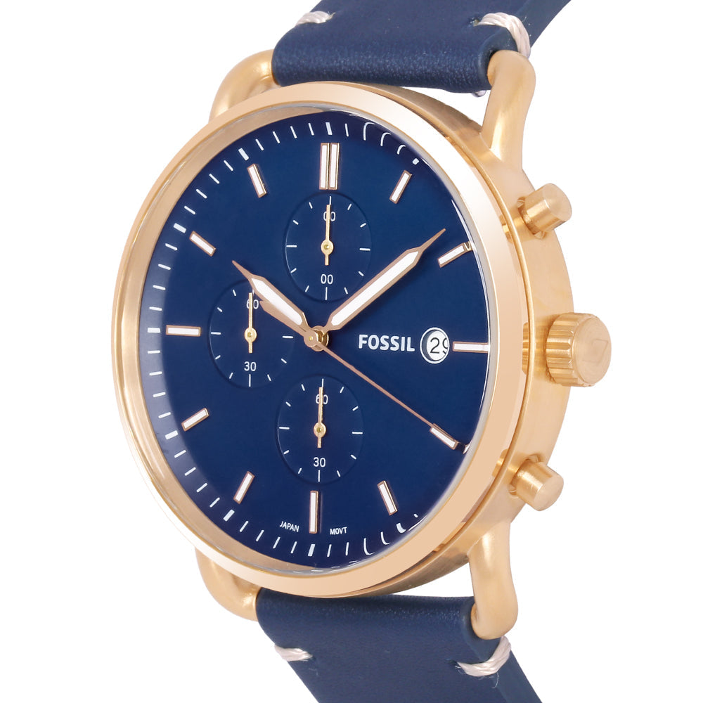  Shop Authentic Fossil The Commuter Blue Dial Blue Leather Strap Watch for Men - FS5404 - Luxxuri