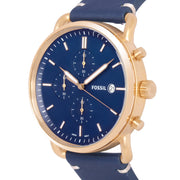  Shop Authentic Fossil The Commuter Blue Dial Blue Leather Strap Watch for Men - FS5404 - Luxxuri