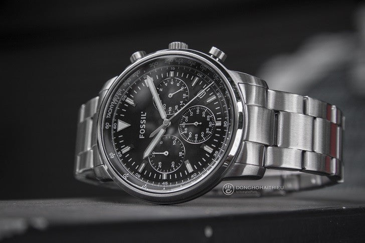  Shop Authentic Fossil Goodwin Chronograph Black Dial Silver Steel Strap Watch for Men - FS5412 - Luxxuri