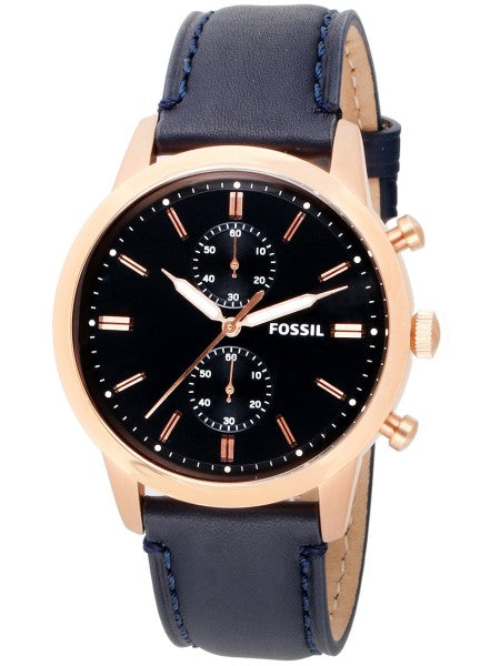  Shop Authentic Fossil Townsman Chronograph Blue Dial Blue Leather Strap Watch for Men - FS5436 - Luxxuri