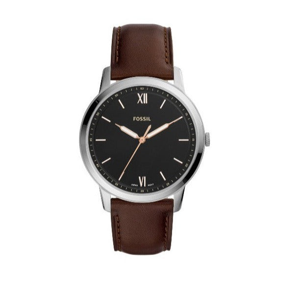  Shop Authentic Fossil The Minimalist 3H Black Dial Brown Leather Strap Watch for Men - FS5464 - Luxxuri