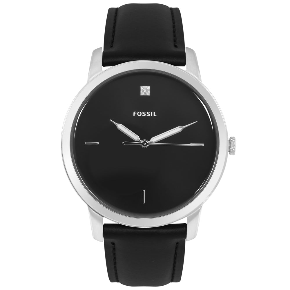  Shop Authentic Fossil The Minimalist Carbon Series Black Dial Black Leather Strap Watch for Men - FS5497 - Luxxuri