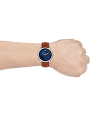 Shop Authentic Fossil The Minimalist 3H Blue Dial Brown Leather Strap Watch for Men - FS5499 - Luxxuri