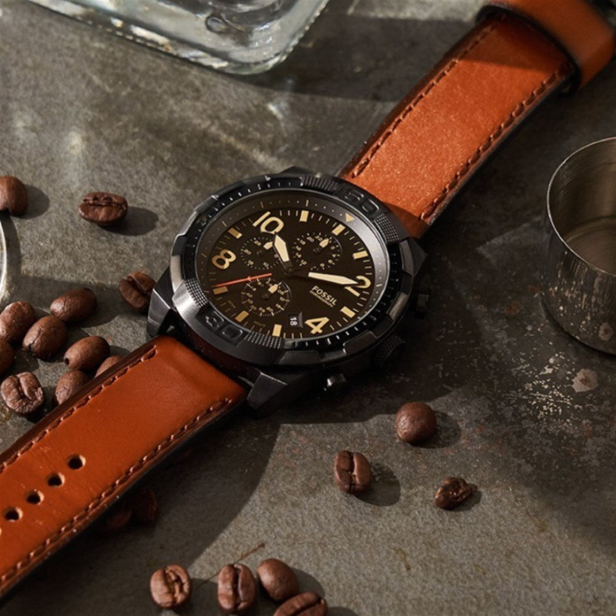  Shop Authentic Fossil Bronson Black Dial Brown Leather Strap Watch for Men - FS5714 - Luxxuri
