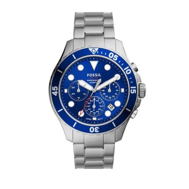  Shop Authentic Fossil FB-03 Chronograph Blue Dial Silver Steel Strap Watch for Men - FS5724 - Luxxuri