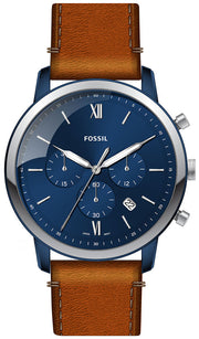  Shop Authentic Fossil Neutra Chronograph Blue Dial Brown Leather Strap Watch for Men - FS5791 - Luxxuri